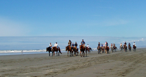 Riders on beach at Ocean Shores